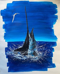 « Marlin » Acrylique sur papier 50x65cm 25000xpf