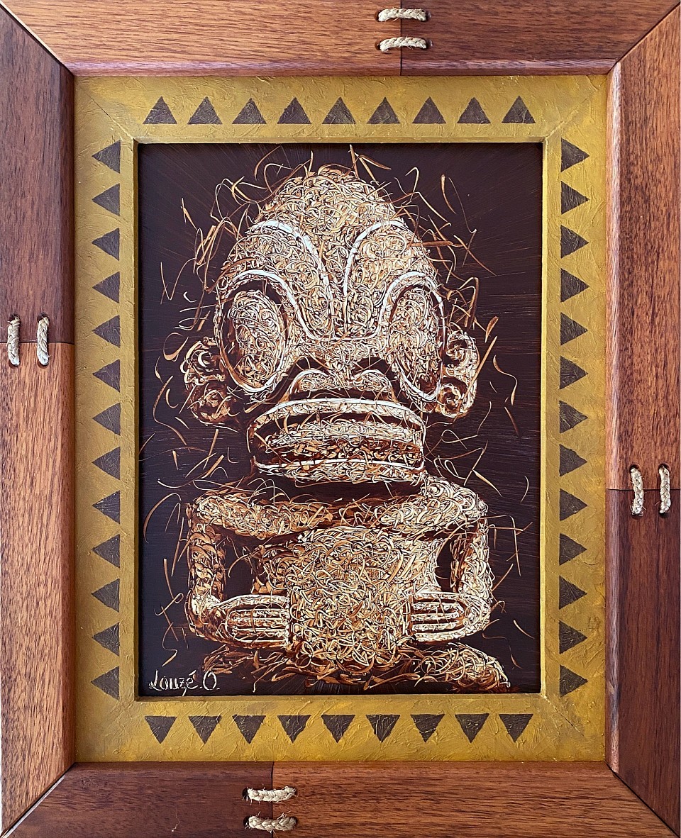 « Tiki  Nui» Huile.   Dimensions  cadre 81 x64 cm Prix 190 000 xpf