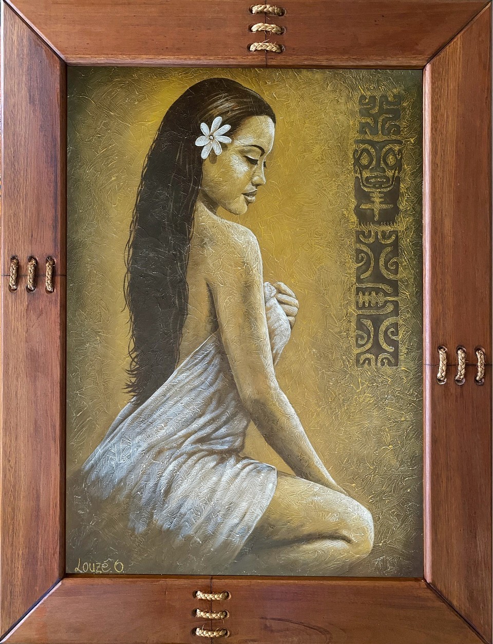 « Tiare Iti » (Acrylique sur mortier) Cadre Kohu au format 109 x 81 cm 270 000 xpf       (2260 €)