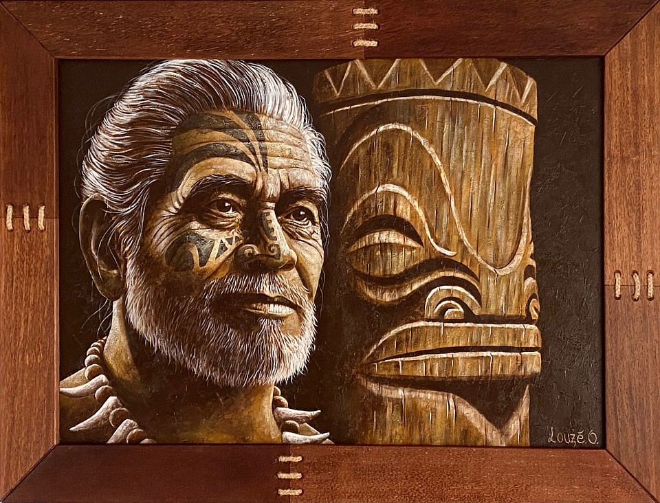 « Tupunas » Acrylique sur toile. Cadre en Kohu 120 x90 cm    390 000 xpf.      (3270 €)