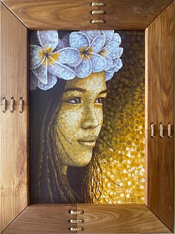 « Rêve d’ailleurs » Acrylique sur toile, cadre en Teck 59x79 cm 160 000 xpf