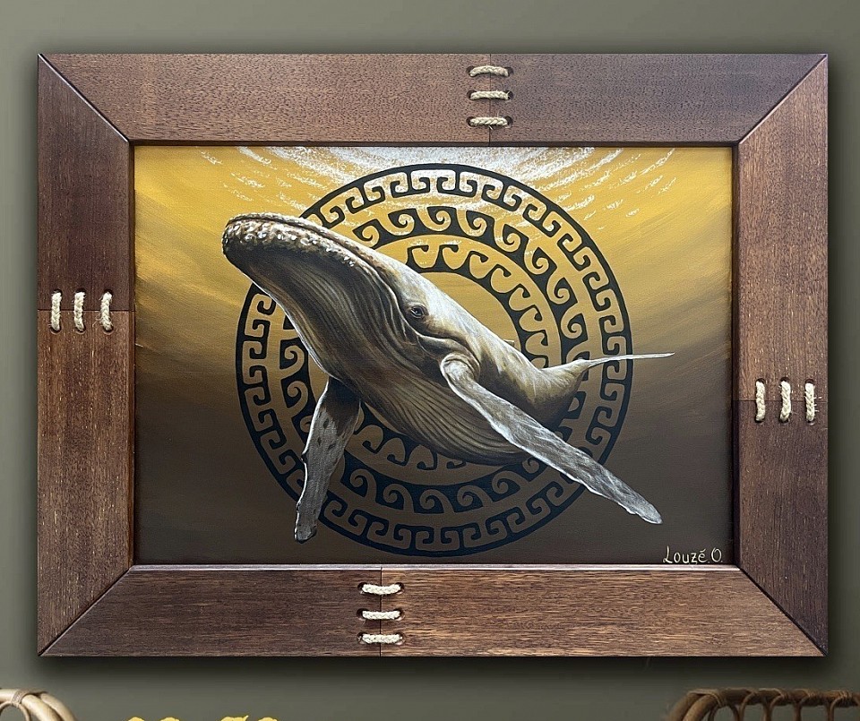 «Tohora» Acrylique sur toile 50x70 cm : 170 000 xpf.  Ou 210 000 xpf avec son cadre en Kohû au format 70x90 cm.       (1760€)