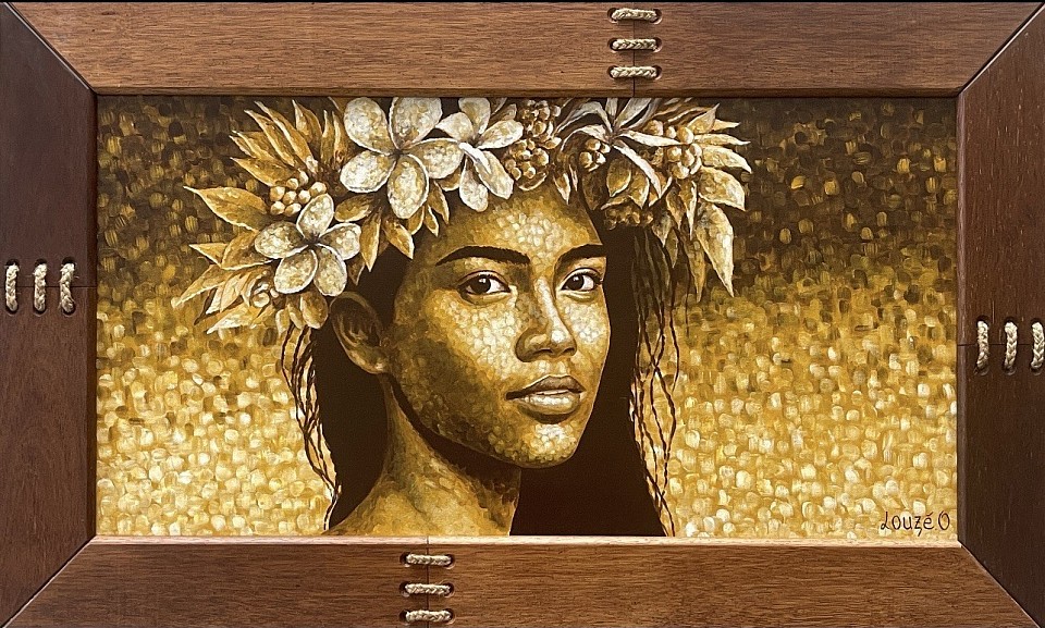 «Rayonnante » (Acrylique sur Toile)  Cadre Kohu 96x57 cm. 240 000 xpf