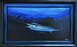 Haurepe » (acrylique sur toile) cadre 84x50 cm. 110 000 xpf