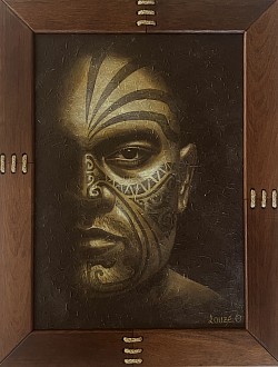 « Te Mata o te Mana »  Acrylique sur toile - cadre Kohu 90x70 cm   190 000 xpf