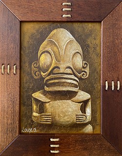 « Tiki » Acrylique sur mortier , cadre Kohu au format 76x61 cm 160 000 xpf