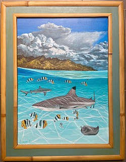 « Moorea » (Acrylique sur toile) cadre 85x66 cm 120 000 xpf