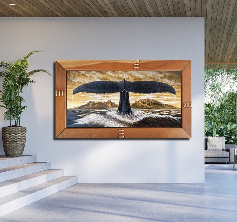 “Te Moe‘a o te Moana”  Acrylique sur toile - cadre Kohu au format 160 x 90 cm. 390 000 xpf