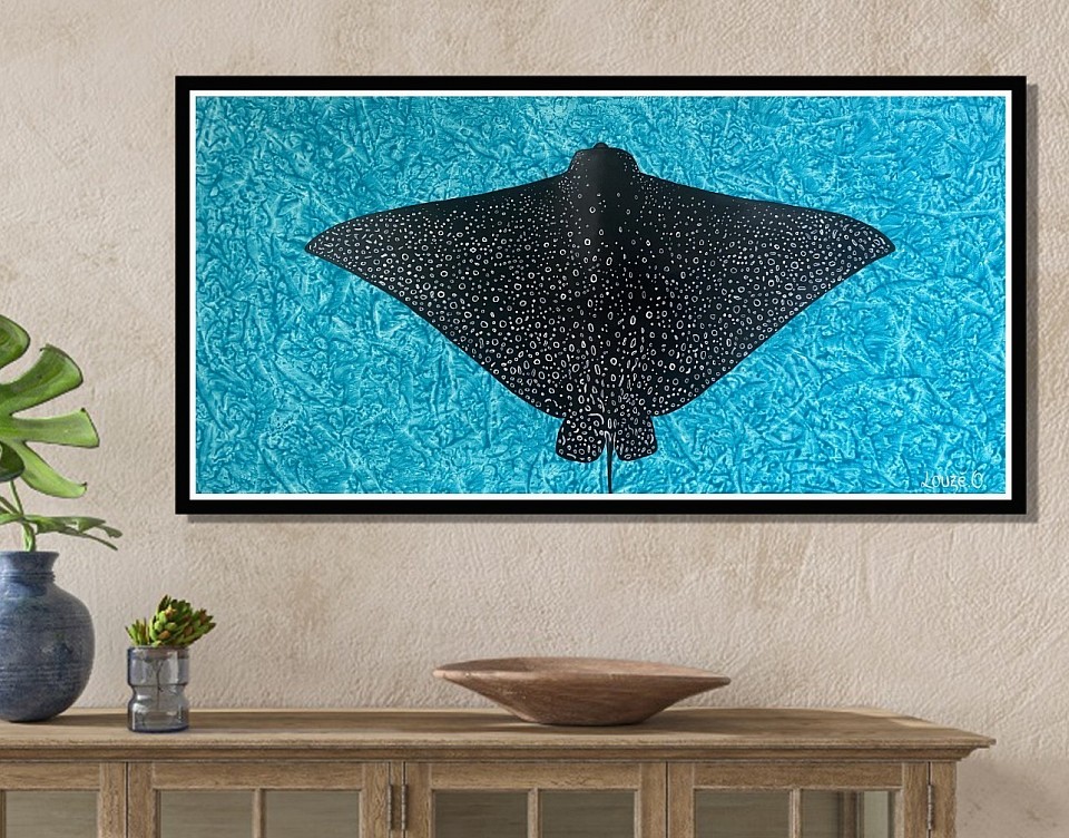 « Raie léopard » Acrylique sur toile ( non encadrée) 40x80 cm 120 000 xpf        (1000€)